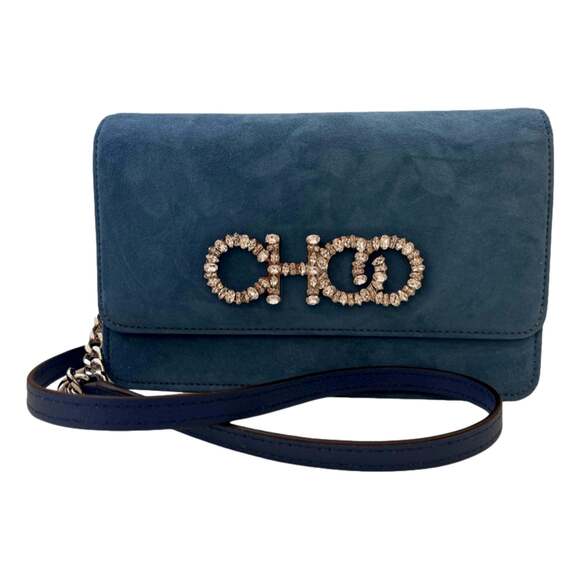 Jimmy Choo Kalina Parrot Blue Suede Chain